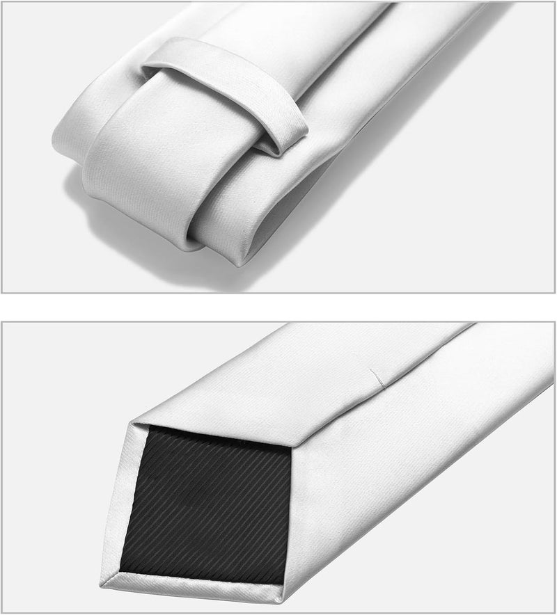 Murong Men's Ties Solid Color Pure Polyester Plain Fine Stripes Necktie Ties For Men - Image 3